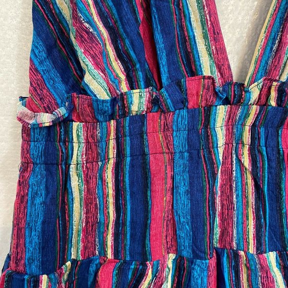 J. Brooks Boutique Woman's XXL Maxi Halter Dress Stripe Ruffles Tie Back New - Picture 8 of 11